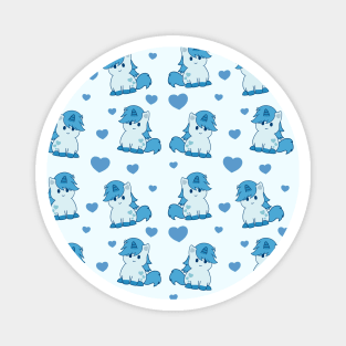 Cute Blue Valentine Unicorn pattern Magnet